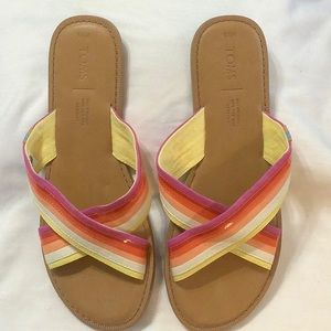 Toms pink, orange, yellow, white slides. Sz 8.5